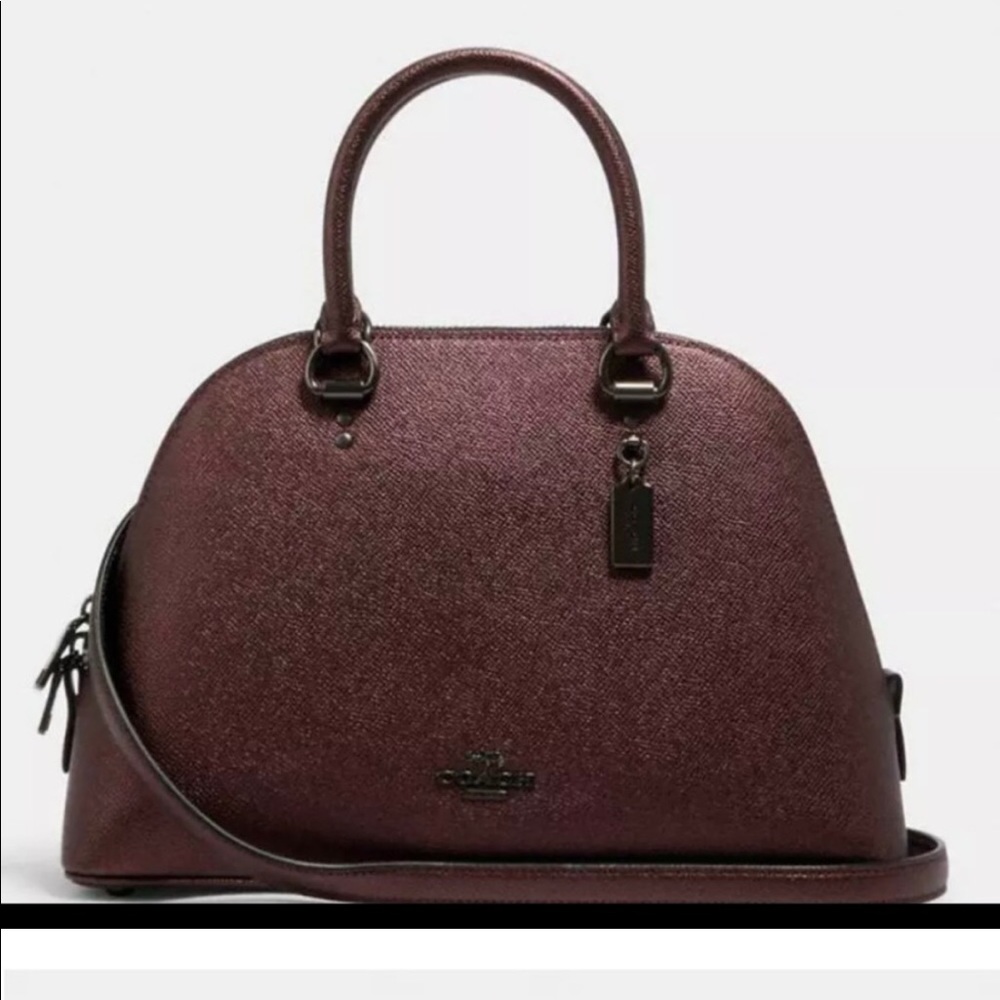NWT - Coach Katy Satchel Purse Crossbody Metallic Crimson Gunmetal - Never Used